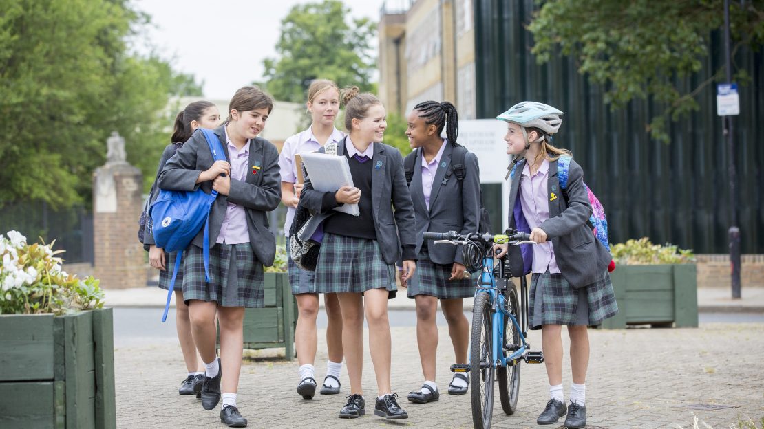students on their way to school